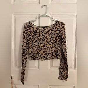 Cheetah Print Long Sleeve Crop Top Forever 21